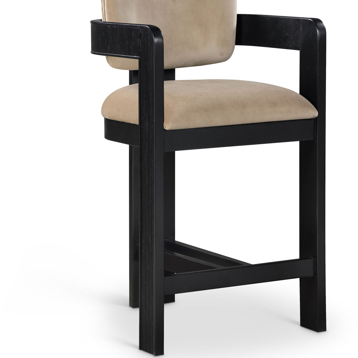 Sacha - Velvet Stool With Black Base