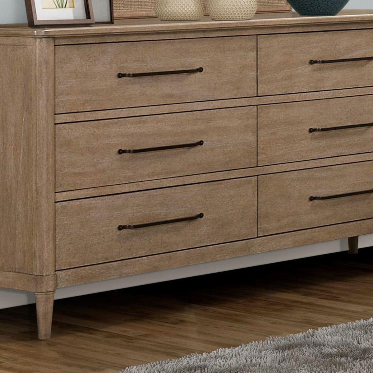 Panel Bedroom Set With 3 Drawer Nightstand, Casual Dresser, Cane Mirror, 3 Drawer Cane Front Chest And Bench