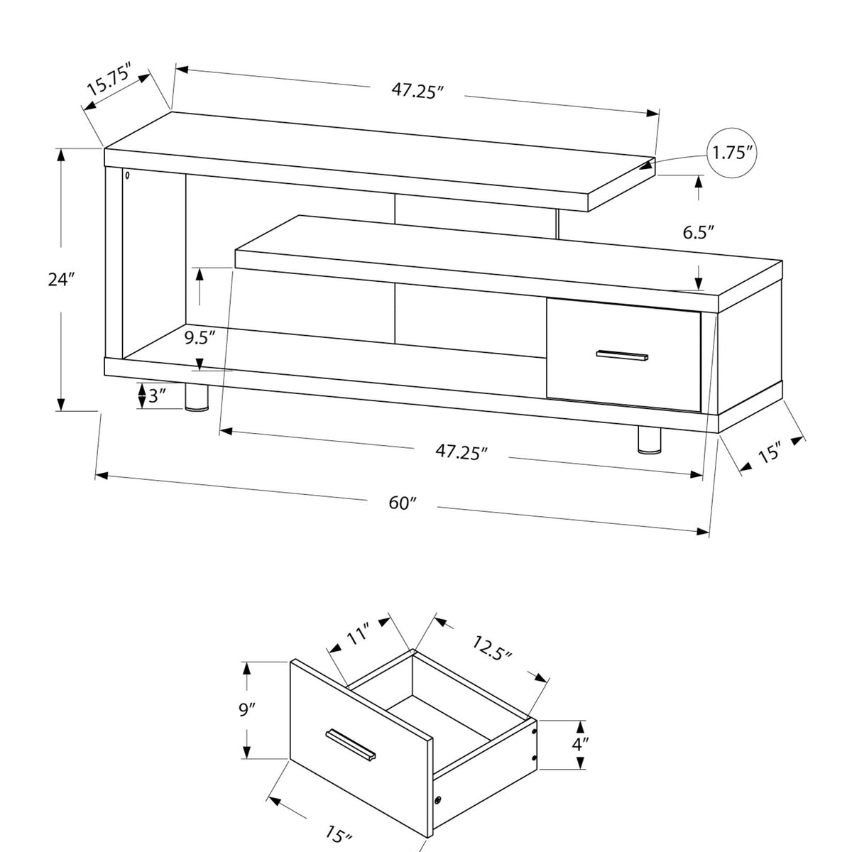 TV Stand, Console, Media Entertainment Center Storage Cabinet, Contemporary & Modern