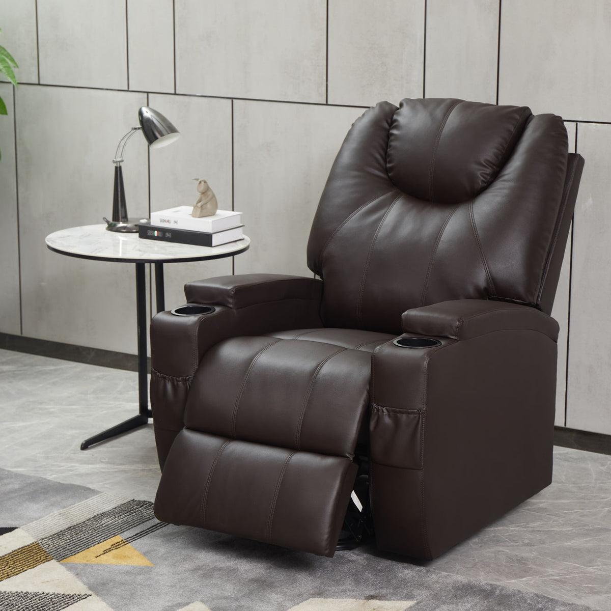 Modern Recliner Chair With Cup Holders, Remote Control