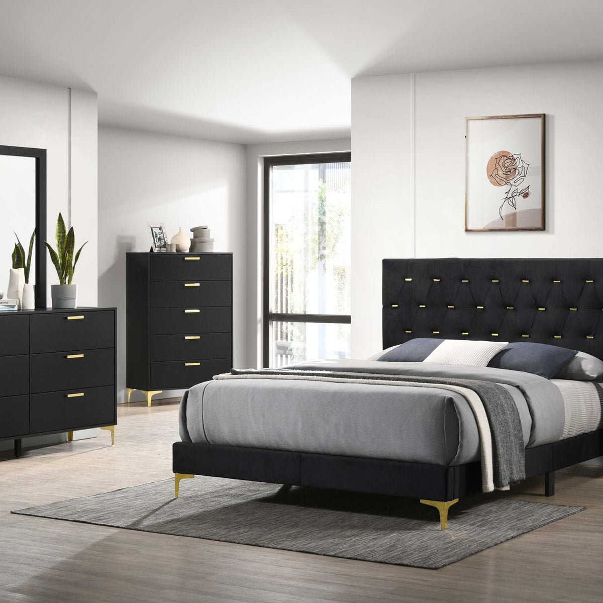 Kendall 5-piece Eastern King Bedroom Set Black