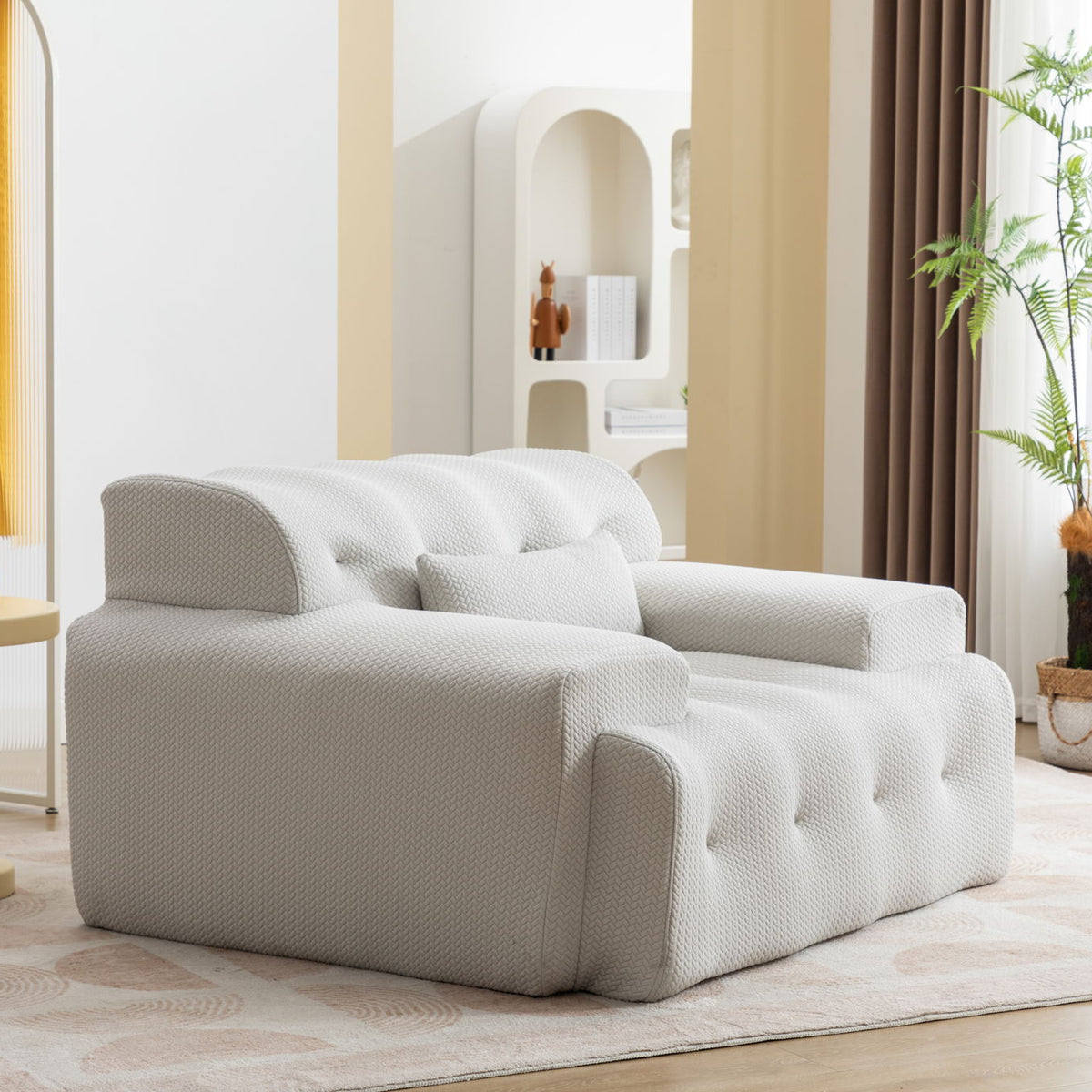Large Size 1 Seater Sofa, Pure Foam Comfy Sofa Couch, Modern Lounge Sofa For Living Room, Apartment