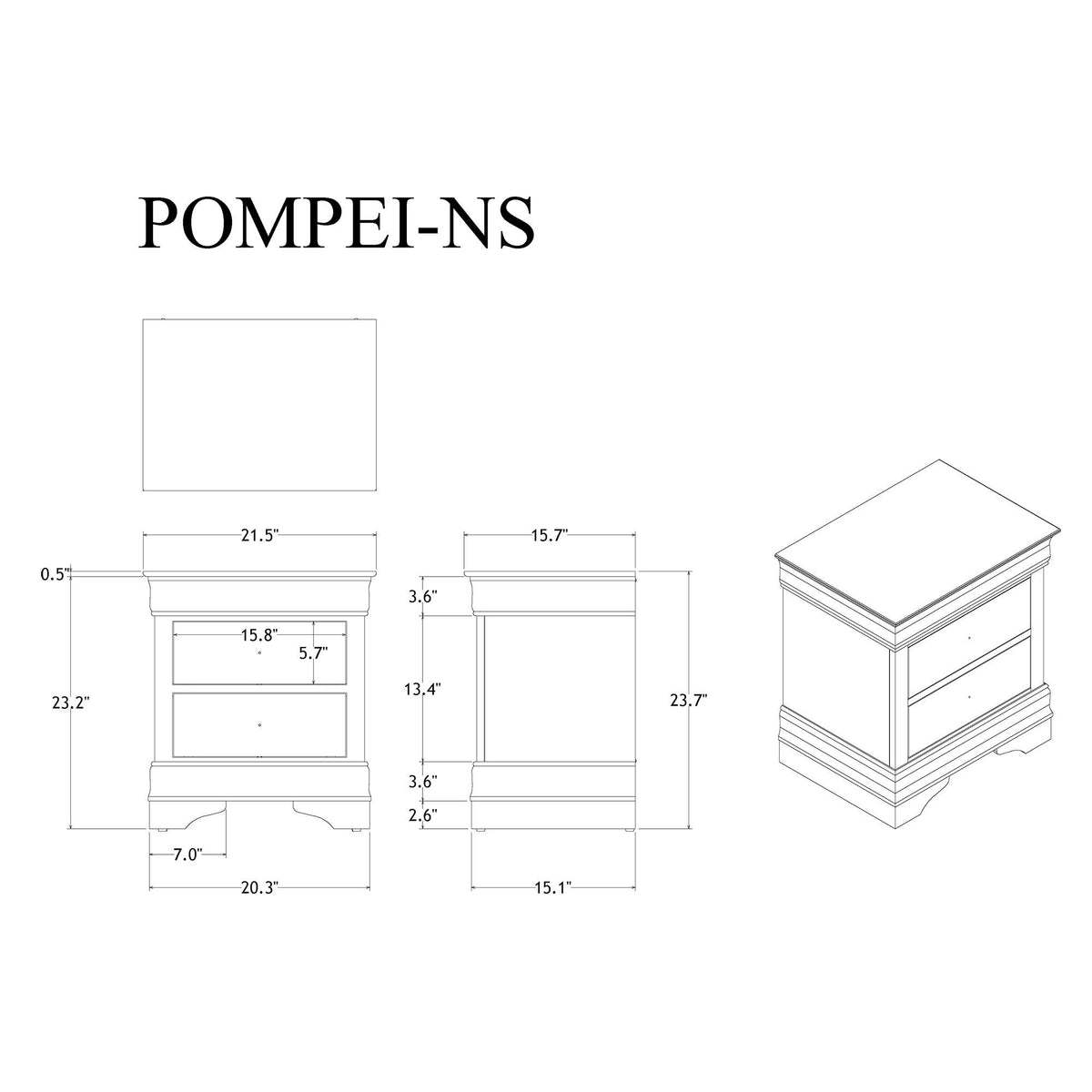 Shaker - Crocodile Metallic Nightstand