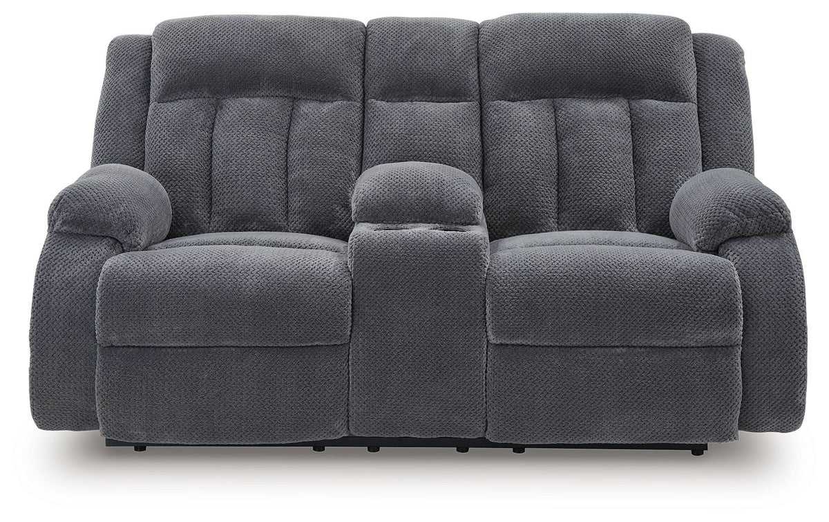Observation - Steel - Double Reclining Power Loveseat With Console