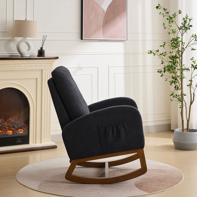 Rocking Glider Chair With High Back And Side Pocket