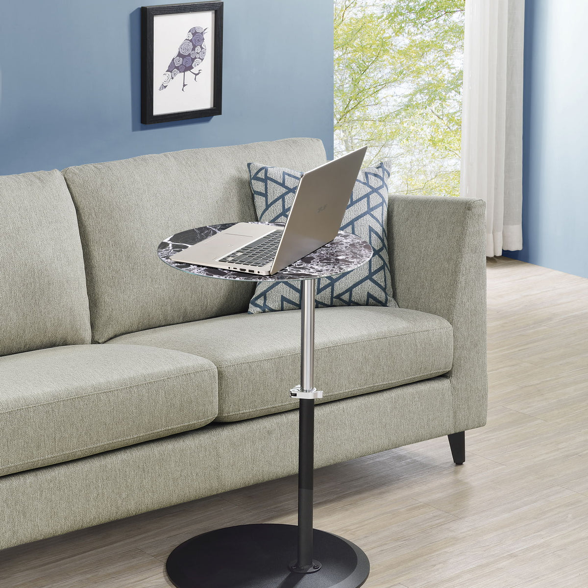 Orbit - 15.5" End Table With Height Adjustable Marble Textured Top
