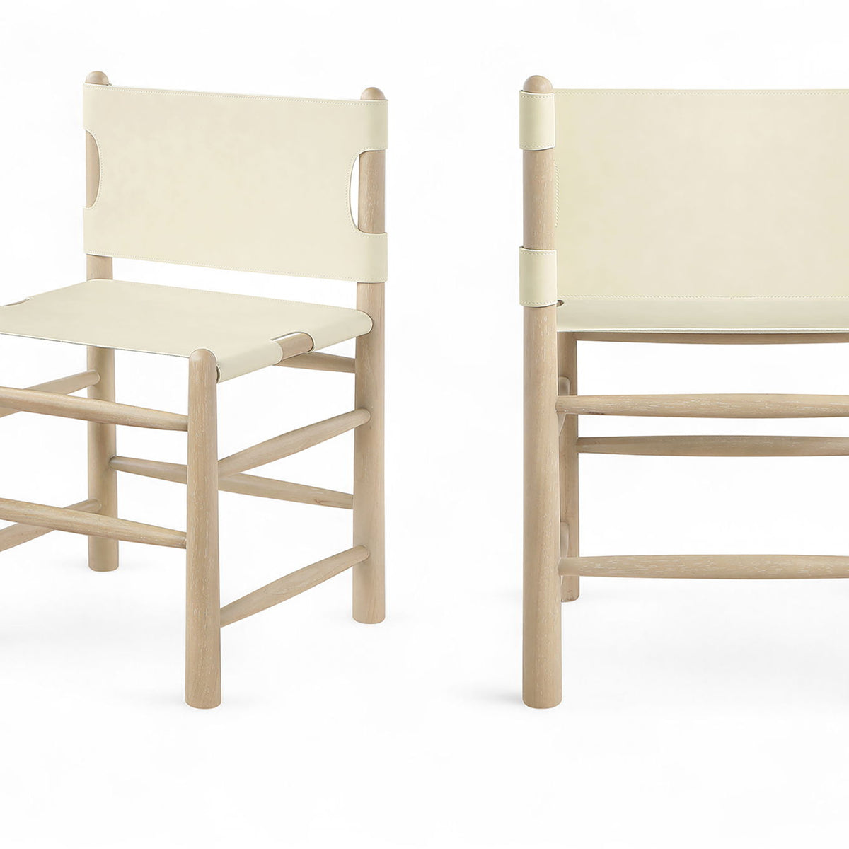 Santos - Vegan Leather Upholstered Dining Chair With Stained Natural Base (Set of 2)