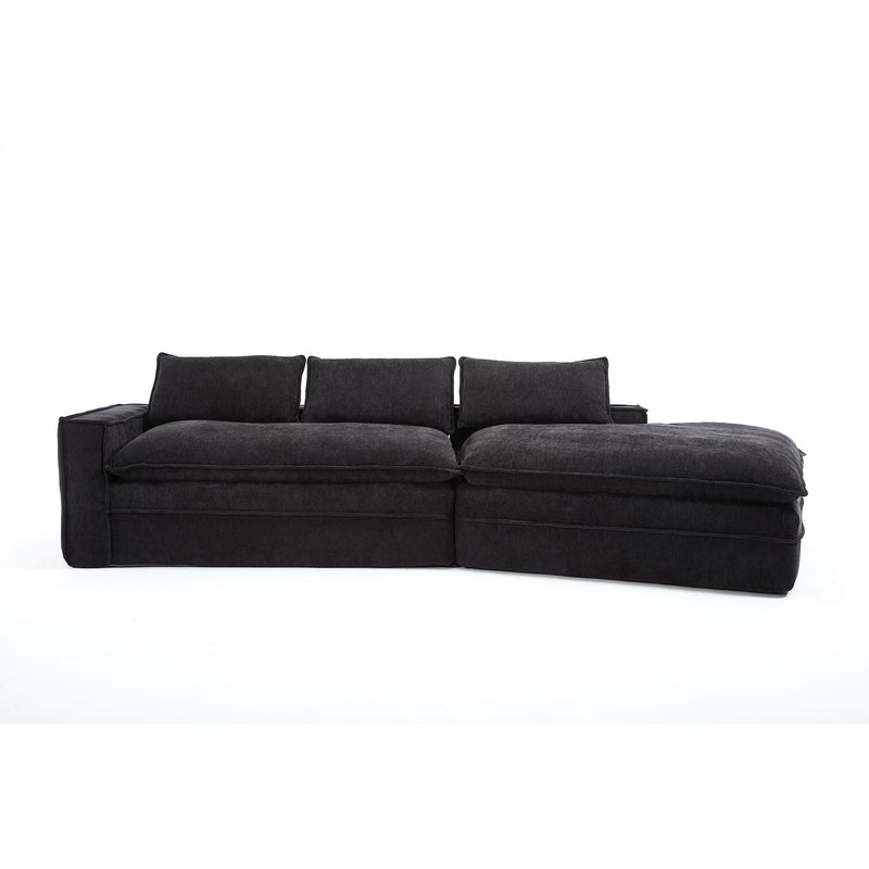 Modern Minimalist Modular Sectional Sofa With Deep Seats And Right Facing Chaise