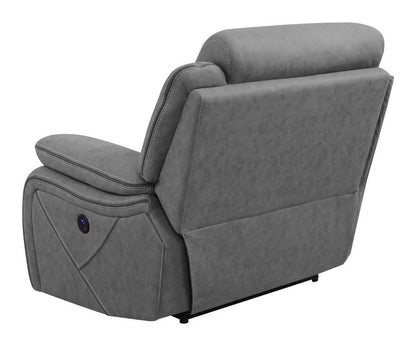 Higgins - Upholstered RAF Power Recliner - Gray