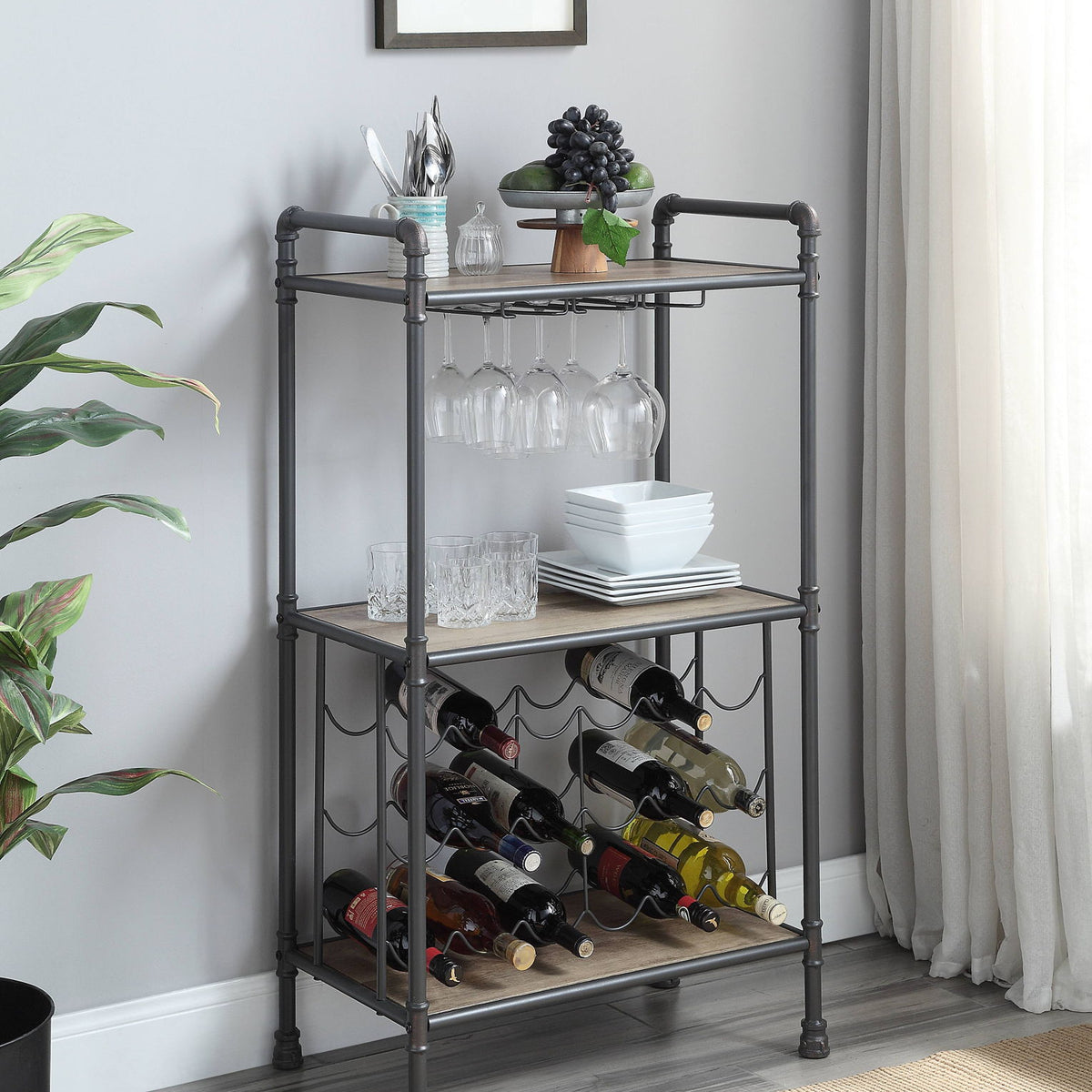 Brantley - Wine Rack - Gray / Oak