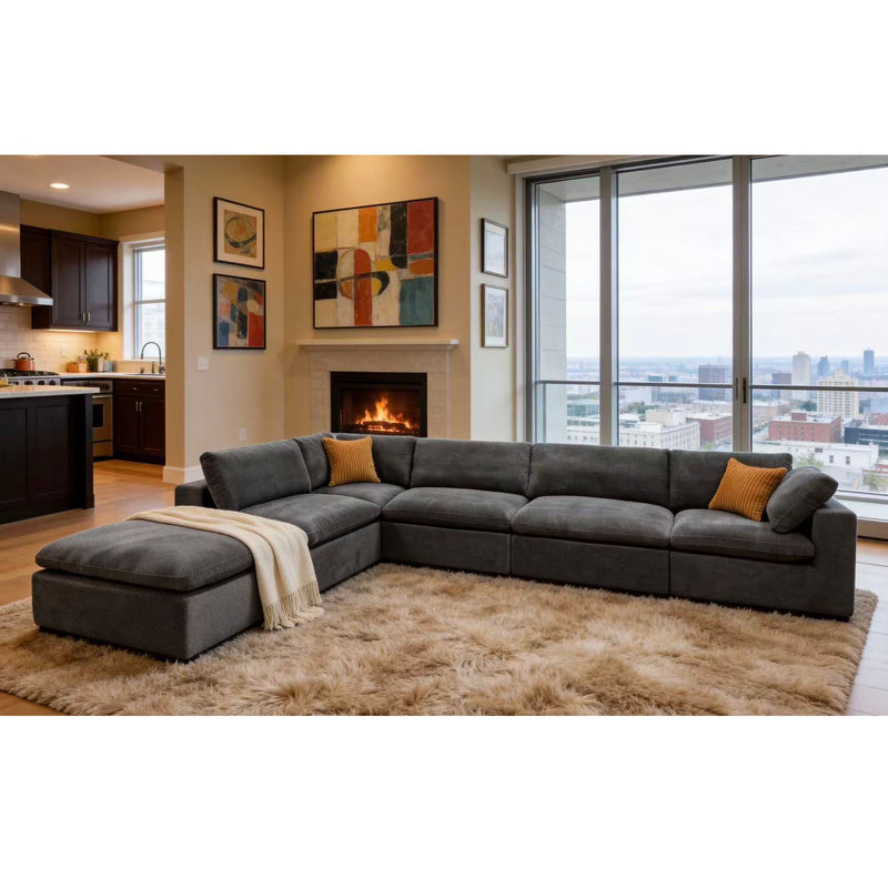 Custom Configuration Modular Sectional & Toss Pillows