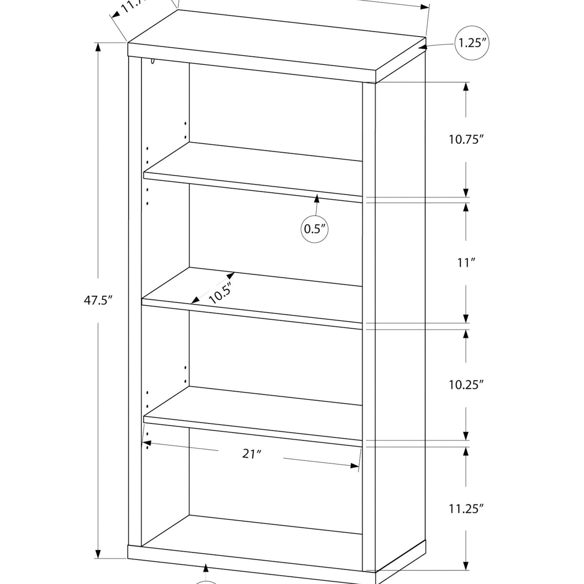 5 Tier For Office Bookshelf, Bookcase, Etagere, Contemporary & Modern