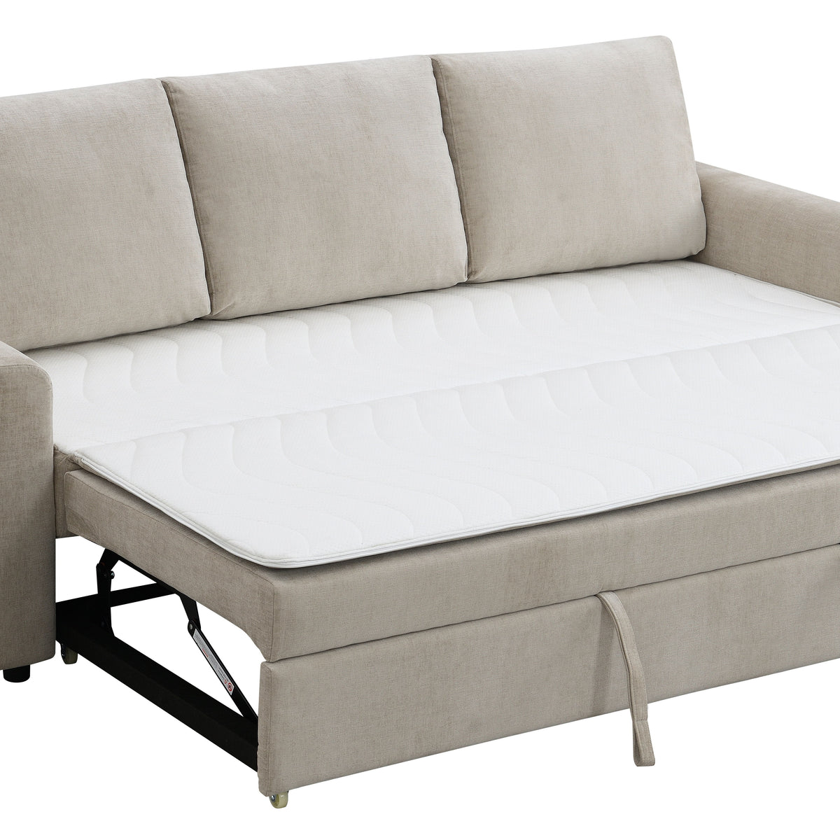 Leira - Linen Pull Out Sleeper Sofa - Beige