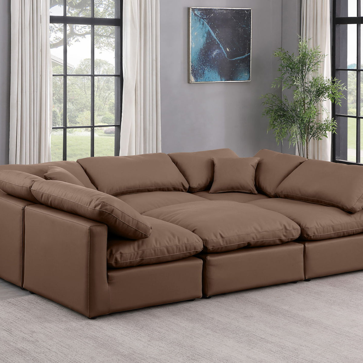 Indulge - Faux Leather 6 Piece Modular Sectional