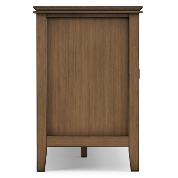 Rustic natural aged brown media stand cabinet side panel with tapered legs