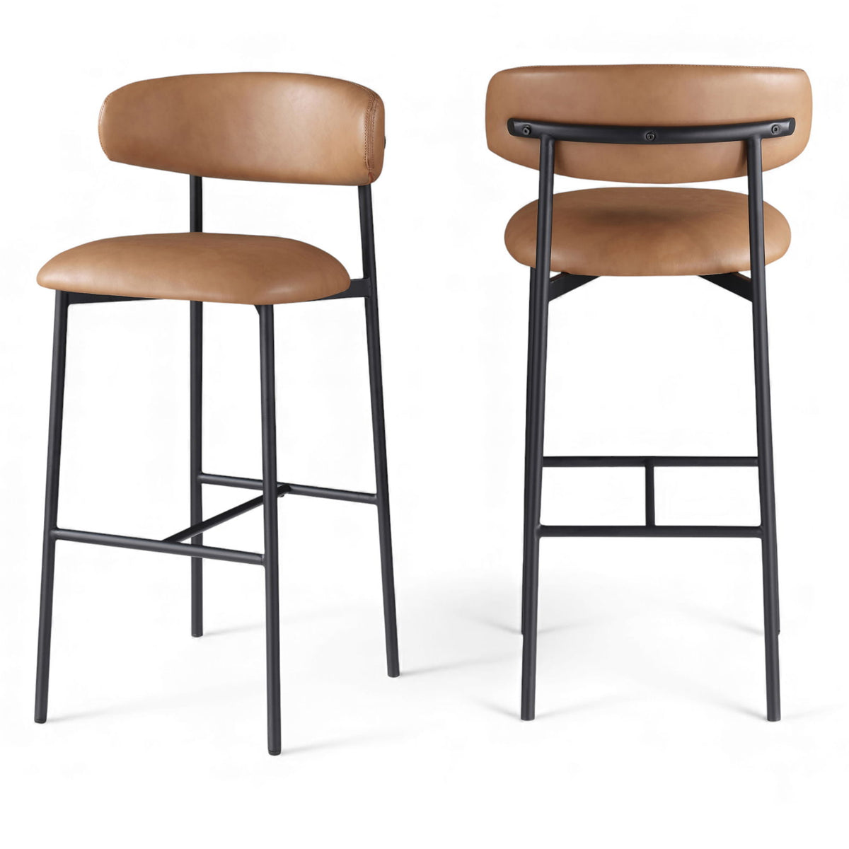 Lupita - Vegan Leather Upholstered Bar Stool With Matte Black Frame (Set of 2)