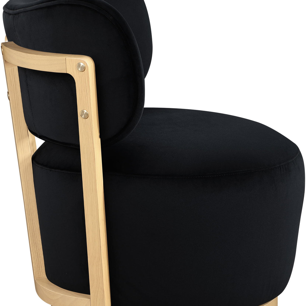 Elara - Velvet Upholstered Swivel Accent Chair - Stained Natural