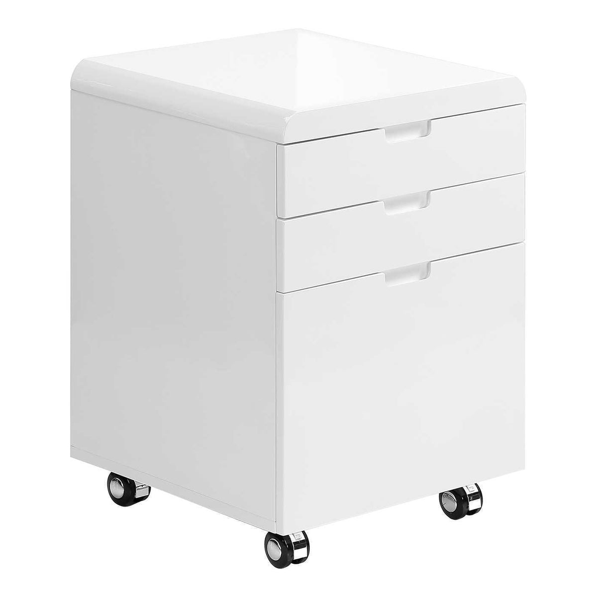 File Cabinet, Rolling Mobile, Storage Drawers, Printer Stand, Office, Work, Glossy Contemporary, Modern - White