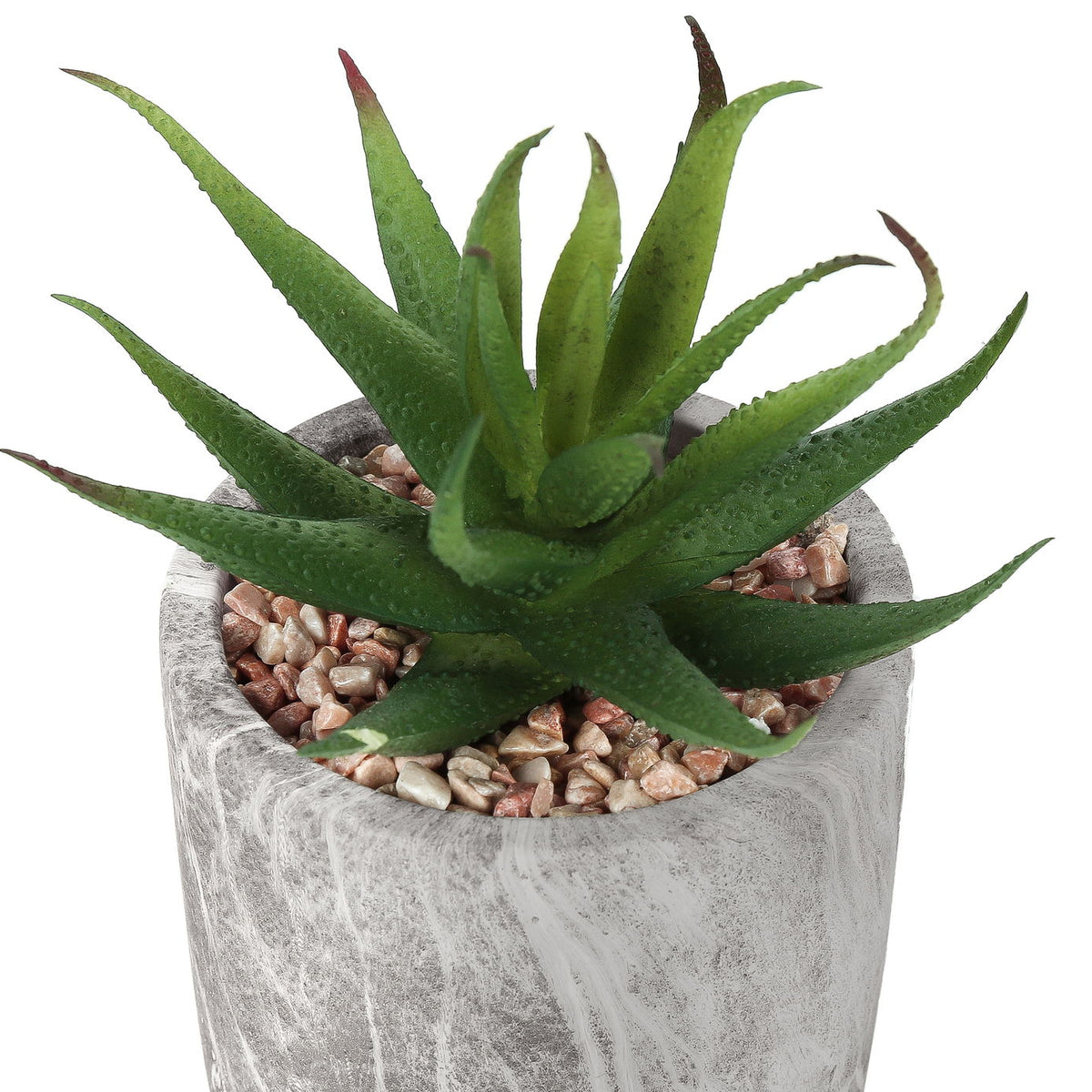 6" Tall, Artificial Plant, Succulent, Indoor, Faux, Fake, Table, Greenery, Potted, Decorative (Set of 2) - Green / Gray