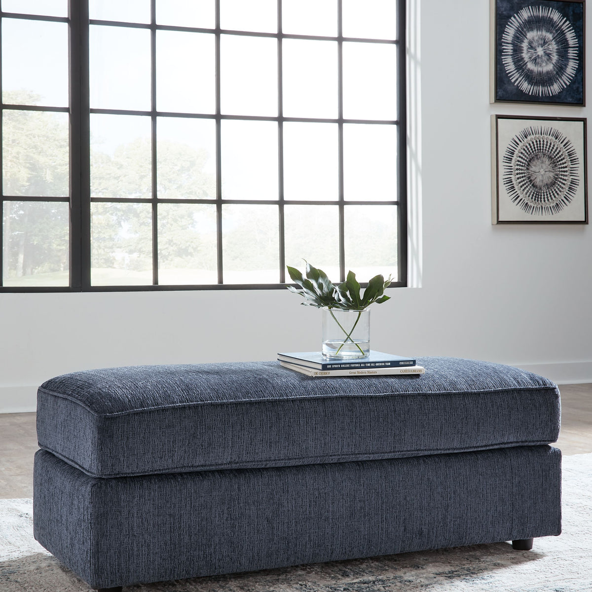 Albar Place - Oversized Accent Ottoman - Cobalt