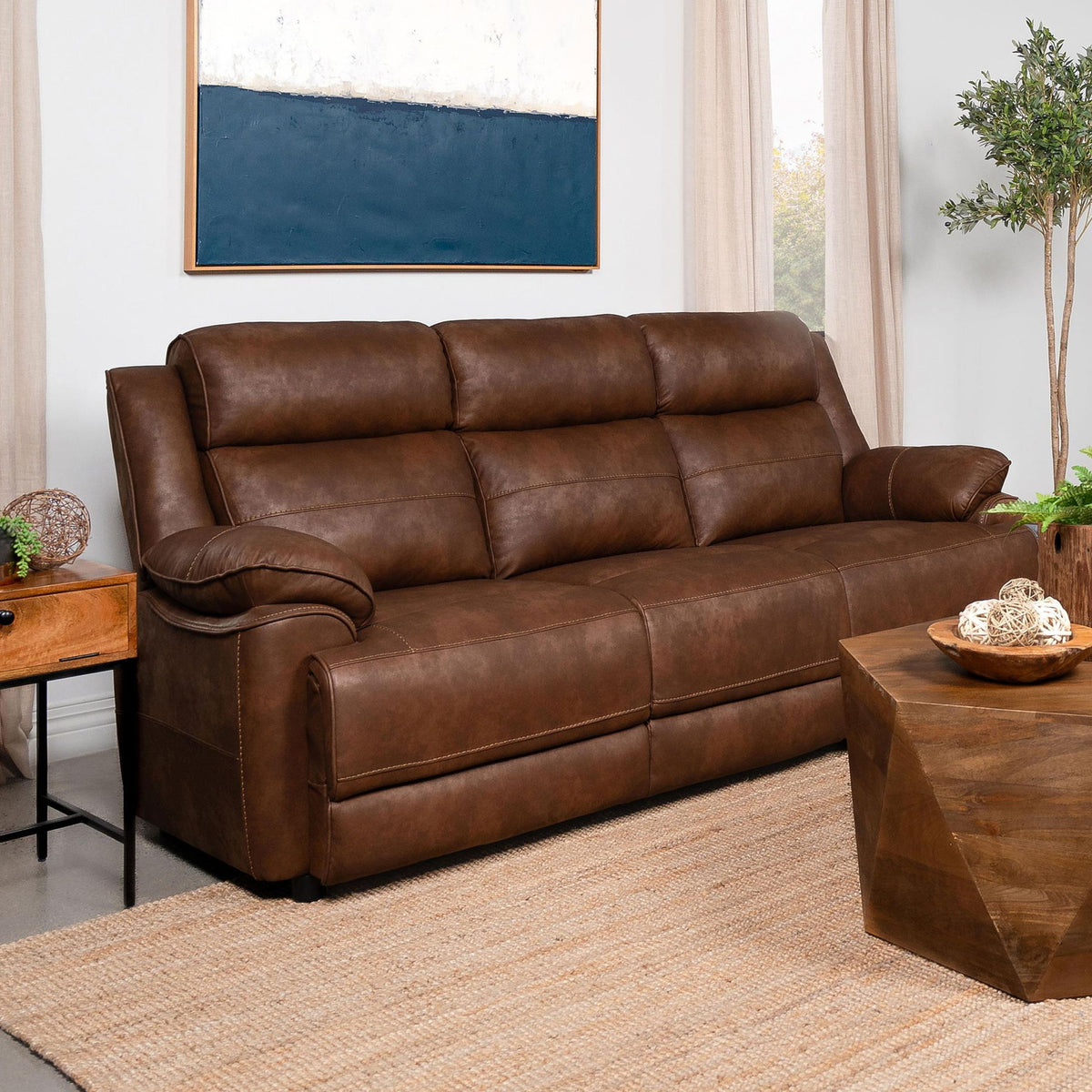 Ellington Upholstered Padded Arm Sofa Dark Brown