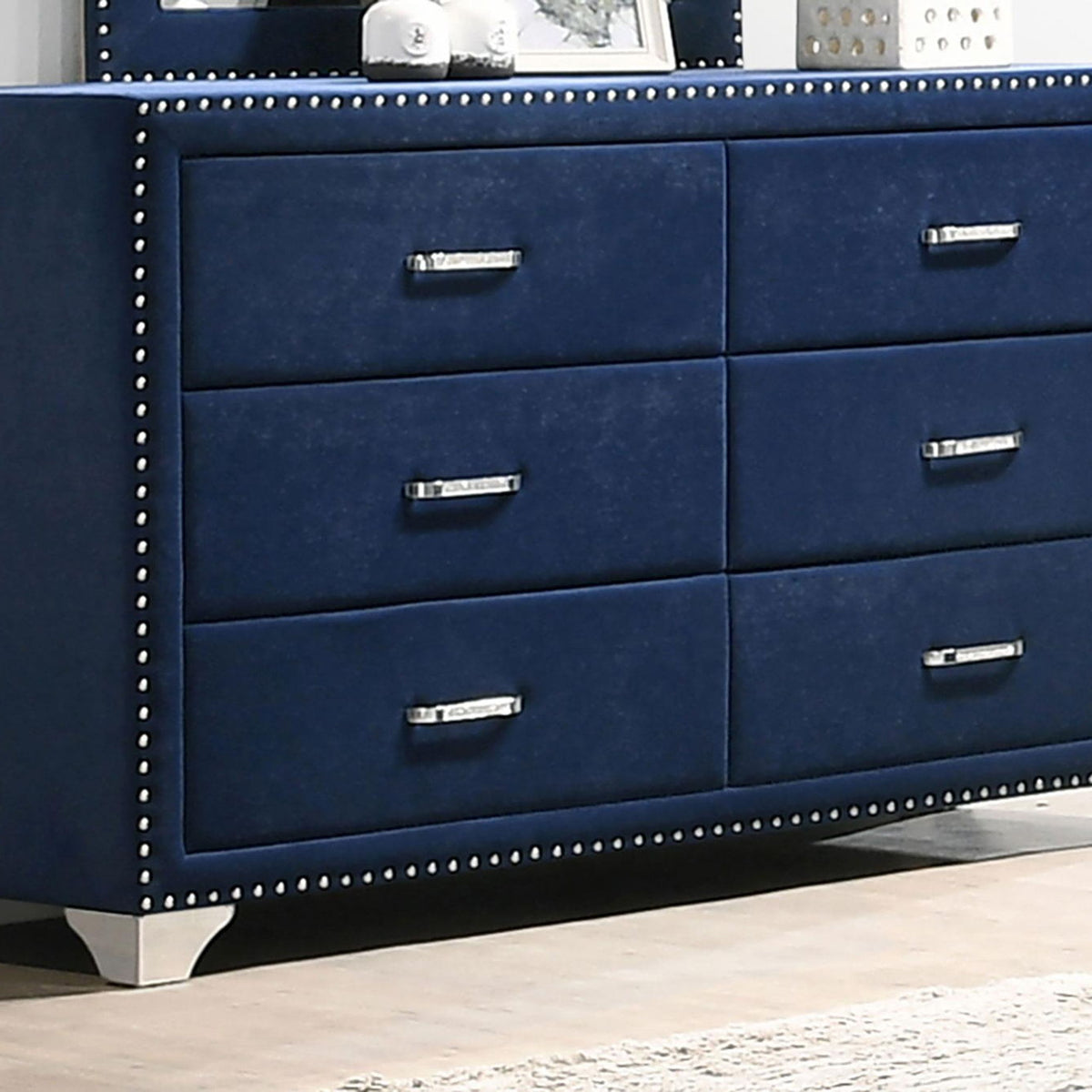 Melody 6-drawer Upholstered Dresser Pacific Blue