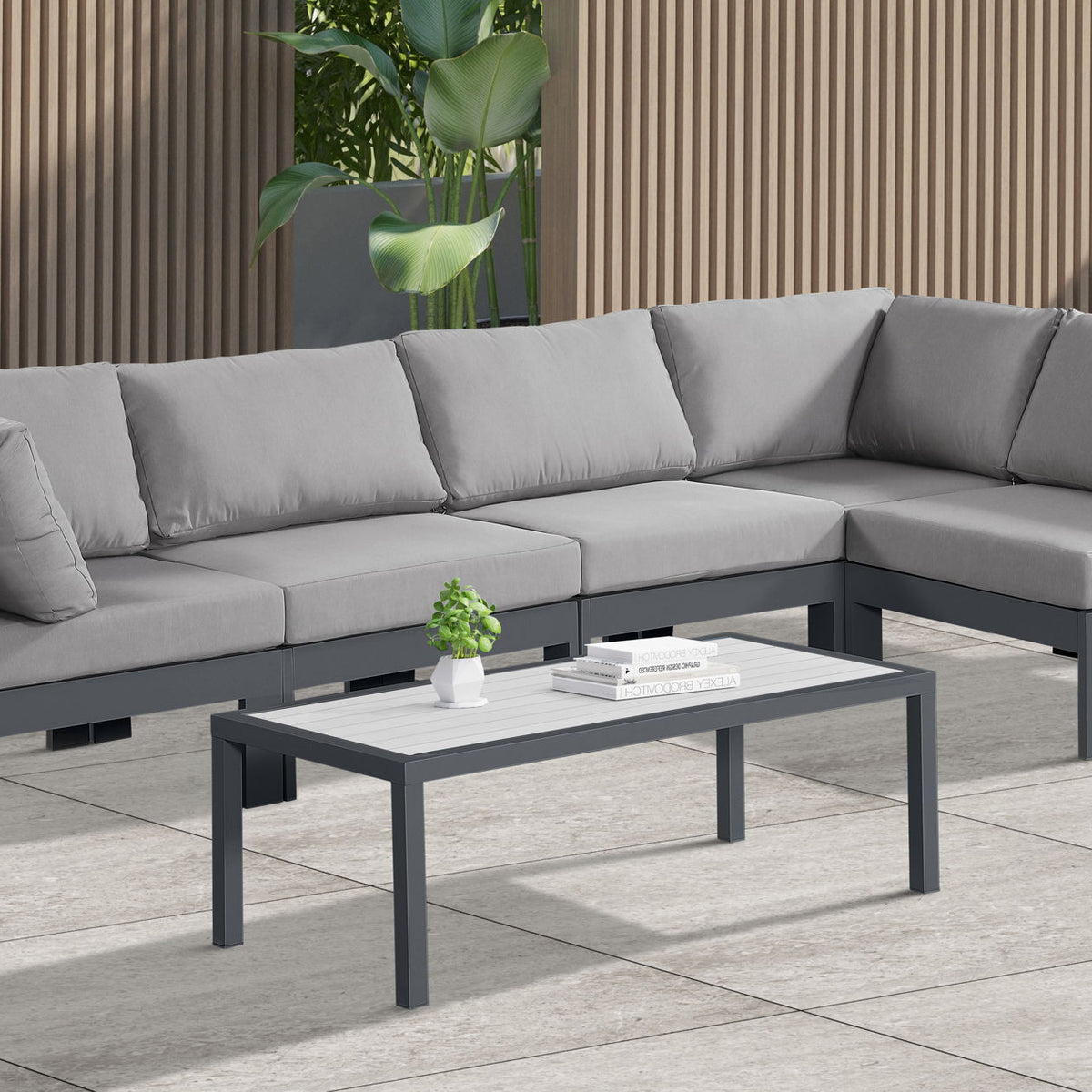 Nizuc - Outdoor Patio 5 Piece Modular Sectional With Gray Frame