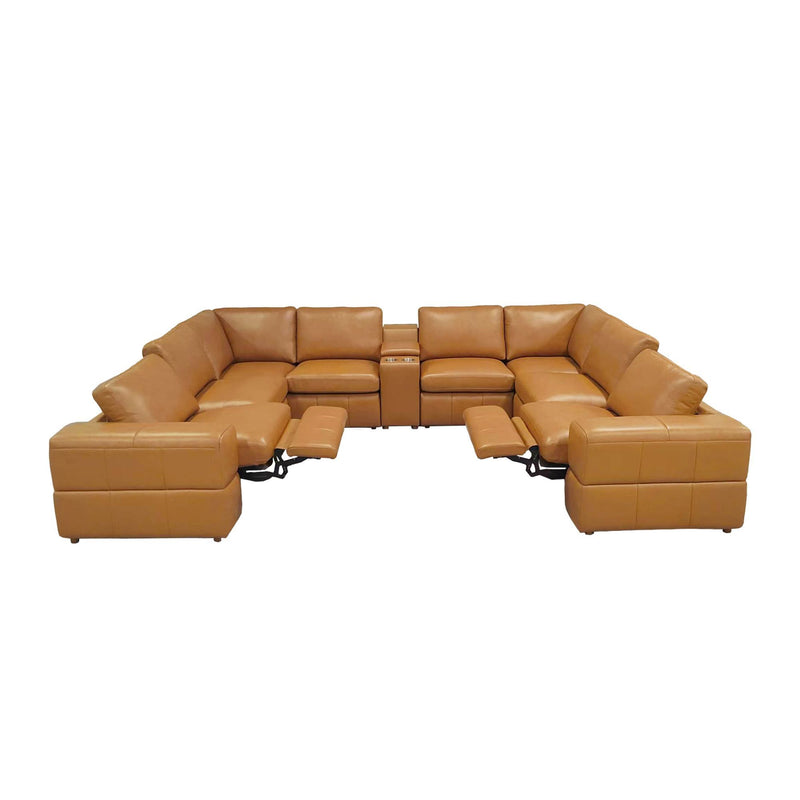 Upholstered Large Arms Sectional With Recliner Seats