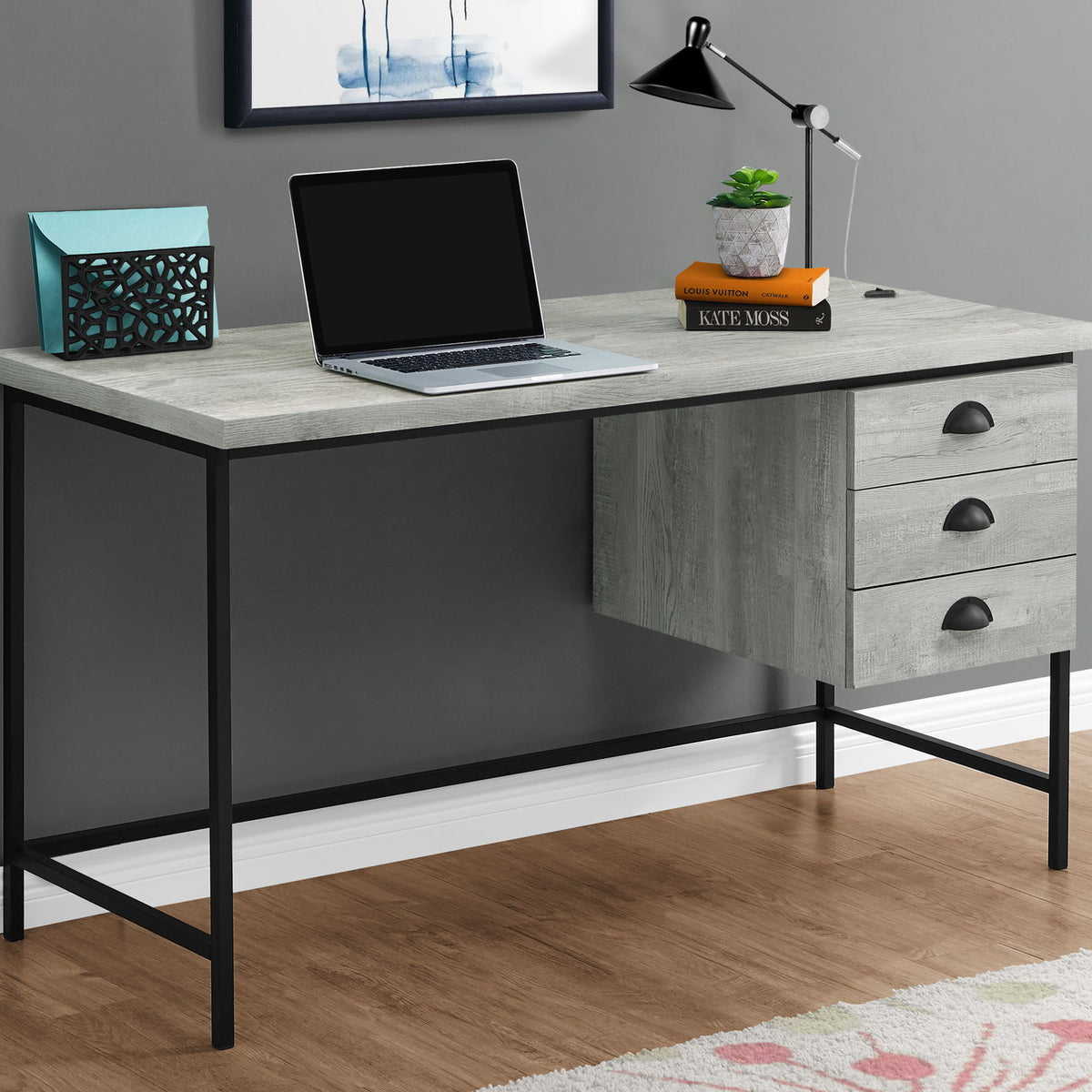 Computer Desk For Home Office, Laptop, 3 Storage Drawers, Contemporary & Moder