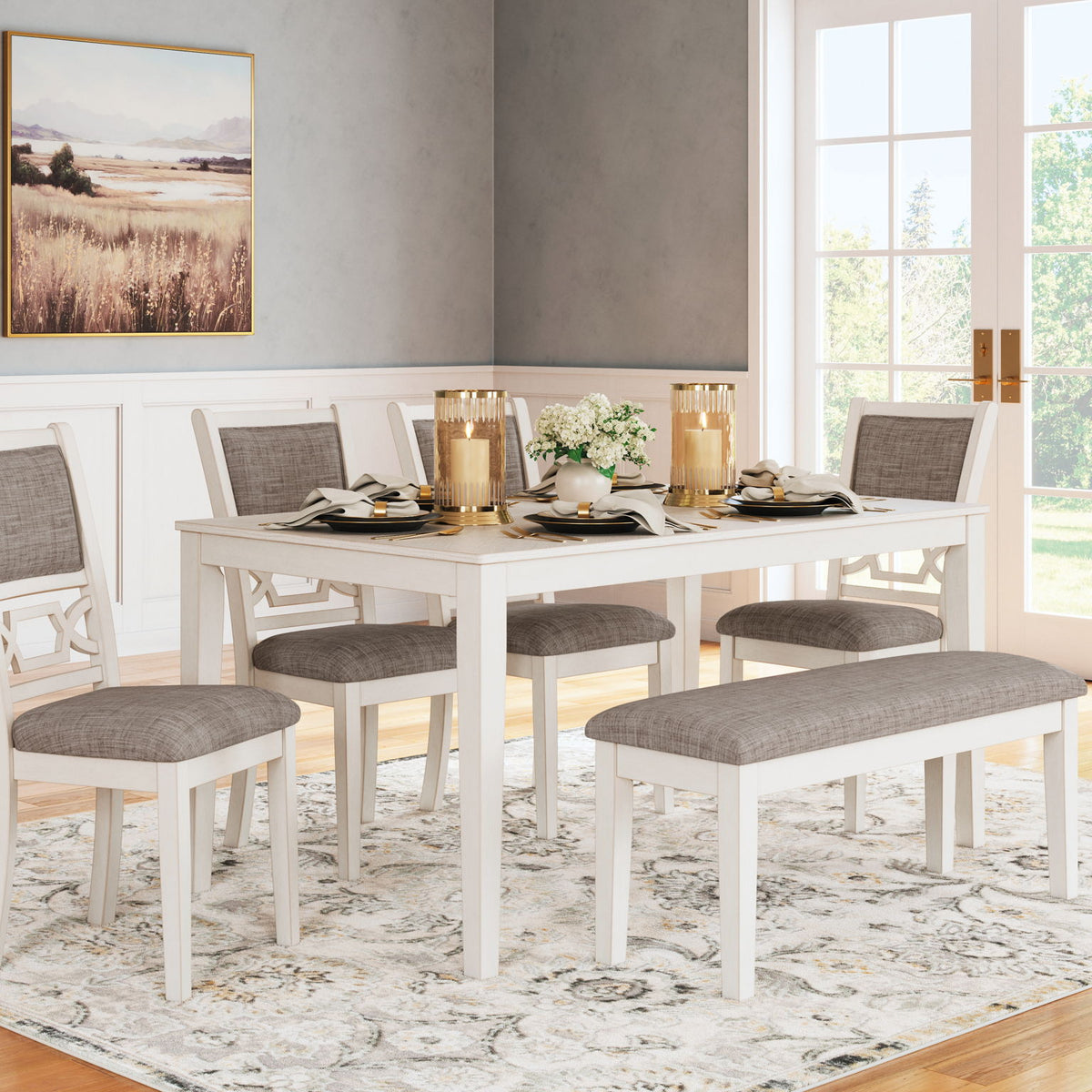Erinberg - Dining Room Table Set (Set of 6) - Antique White