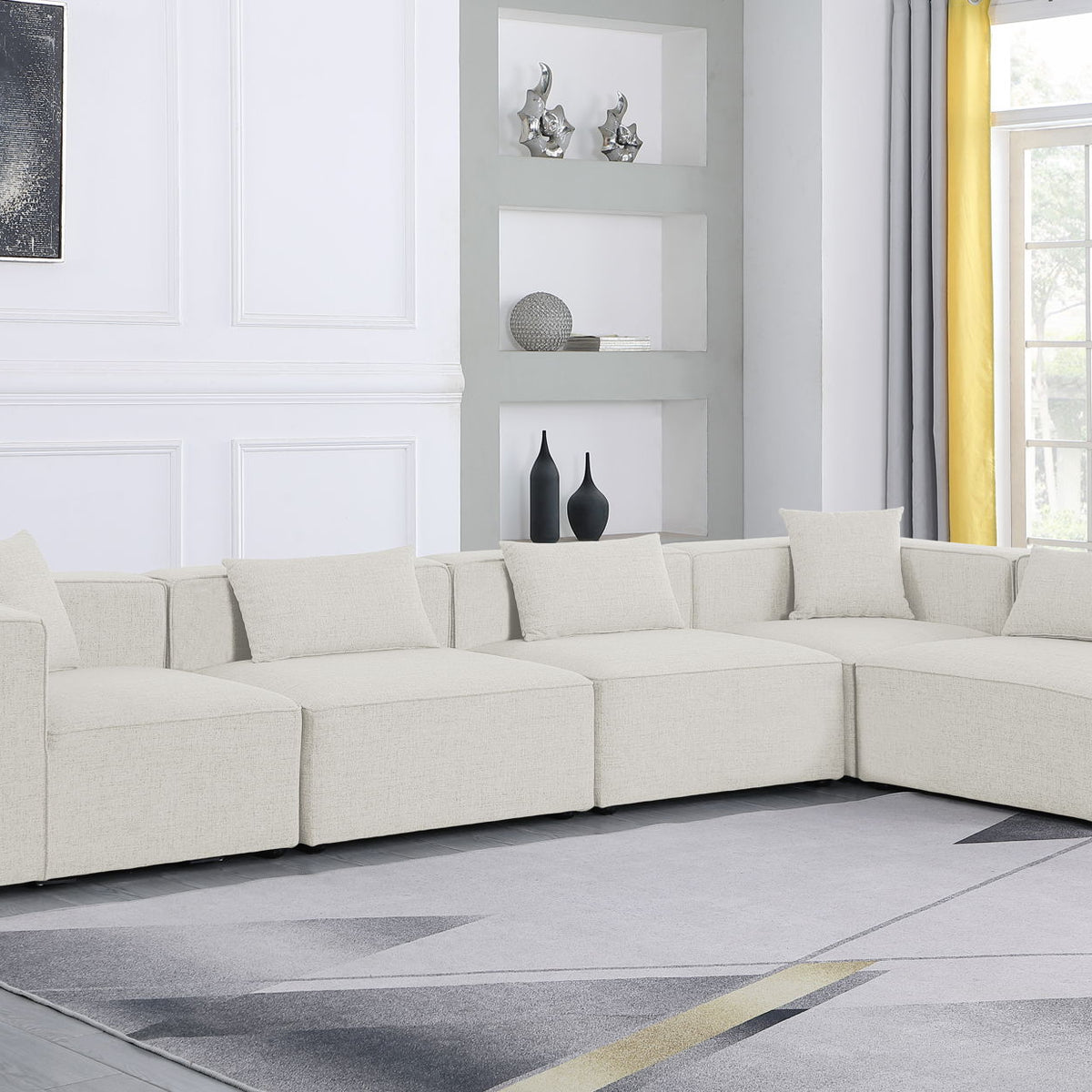 Cube - Linen 5 Piece Modular Sectional