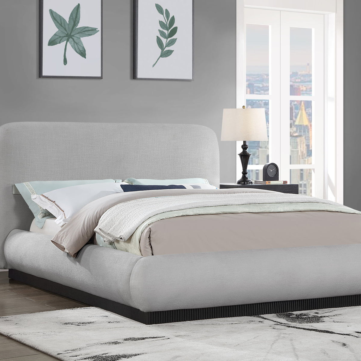 Rigby - Linen Bed With Black Base