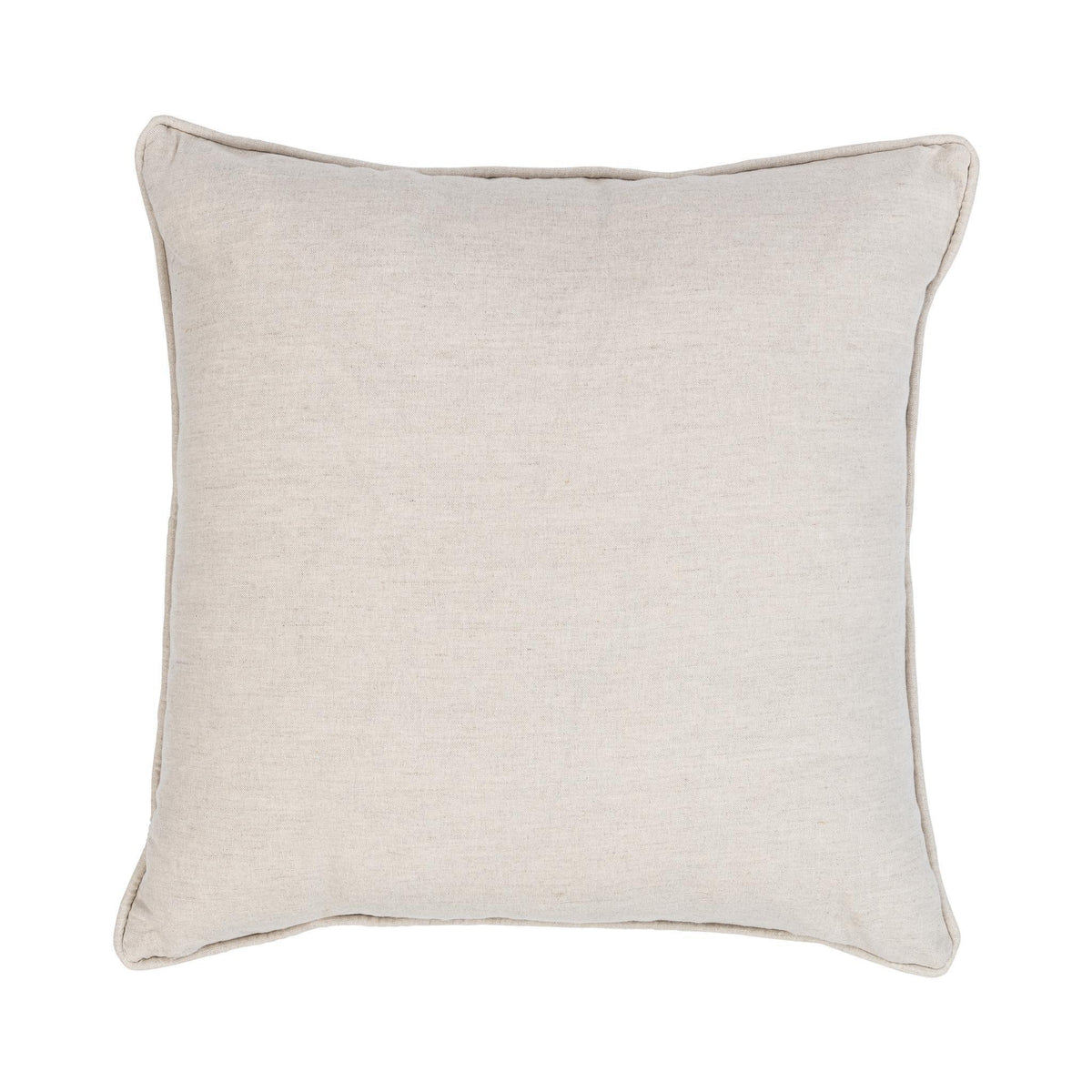 Decorative 22" square pillow cover in solid light beige with piped edge