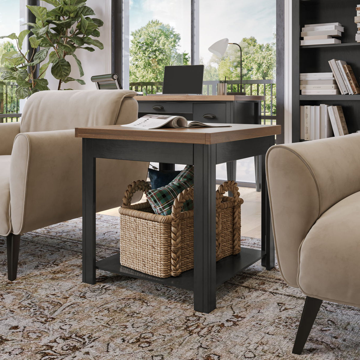 Essex - Side Table - Black, Whiskey