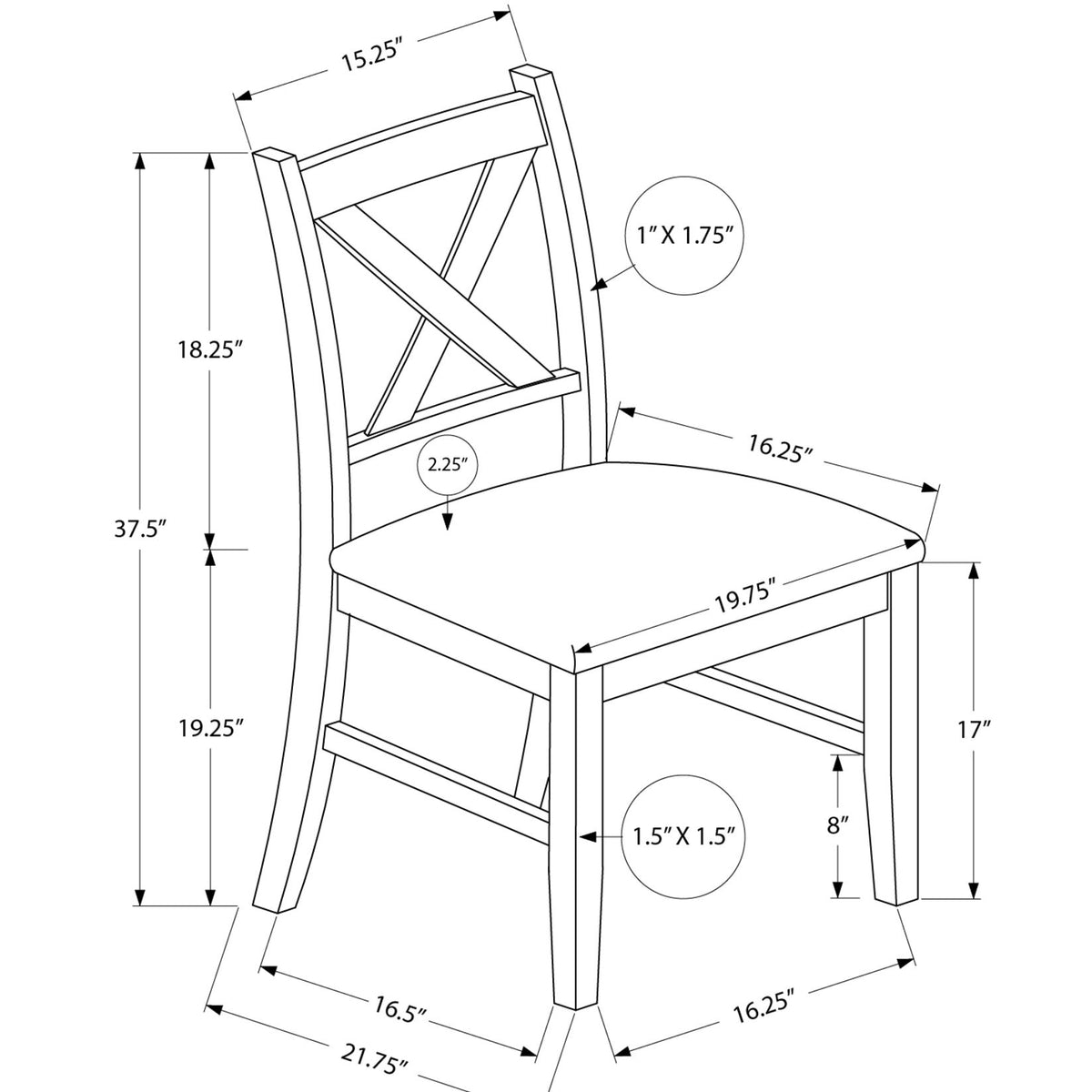 Dining Chair Side, Upholstered For Dining Room, Transitional (Set of 2)