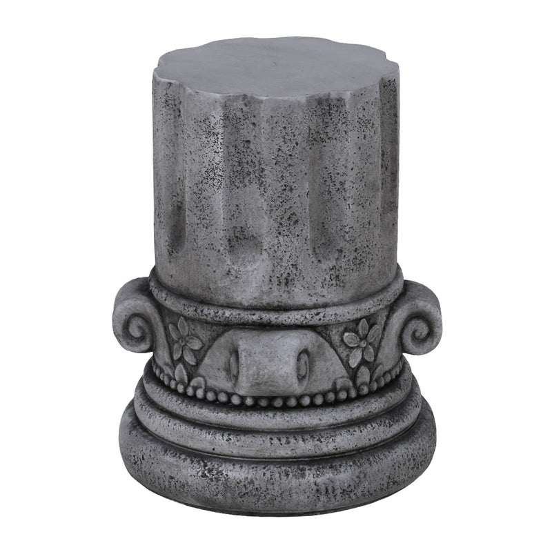 Outdoor End Table, Round Side Table For Patio And Garden - Antique Gray