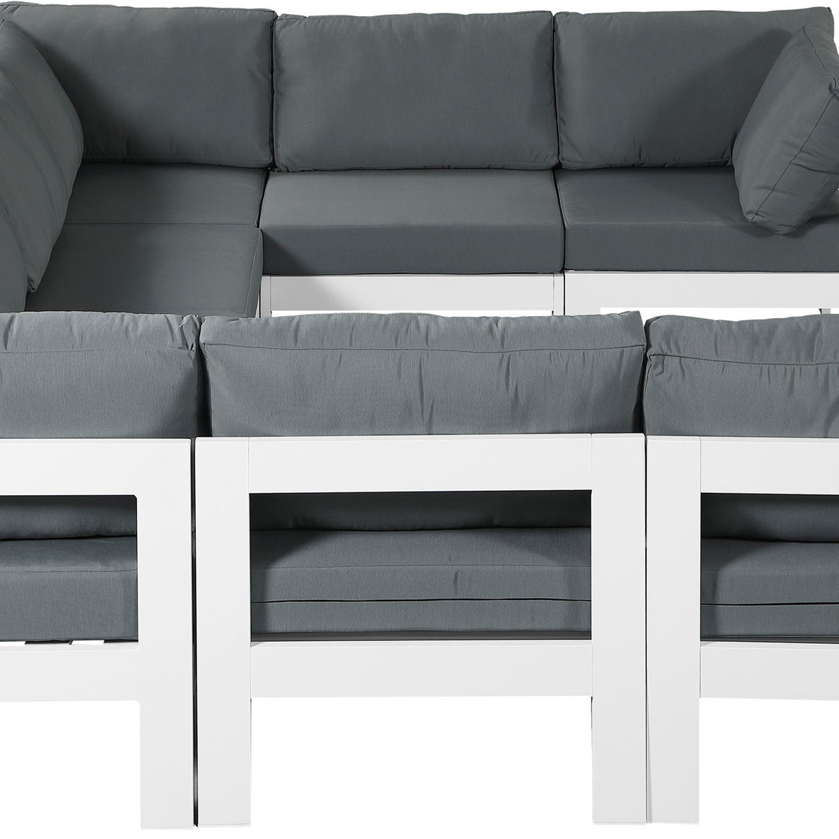 Nizuc - Outdoor Patio 8 Piece Modular Sectional With White Frame