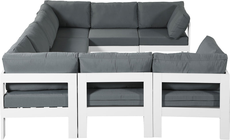 Nizuc - Outdoor Patio 8 Piece Modular Sectional With White Frame