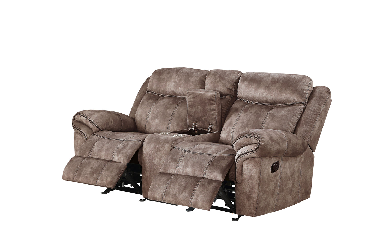 Zubaida - Two Tone Velvet Recliner Loveseat With USB Port Console