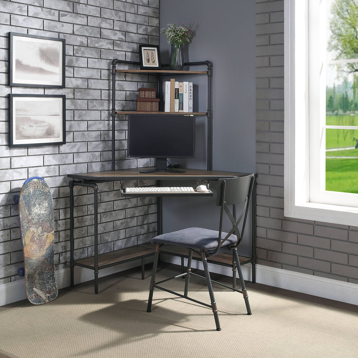 Brantley - Office Chair - Antique Oak / Sandy Gray