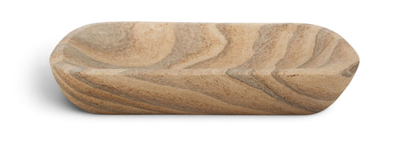 Sandstone oval tray with swirling sand and gray stone pattern