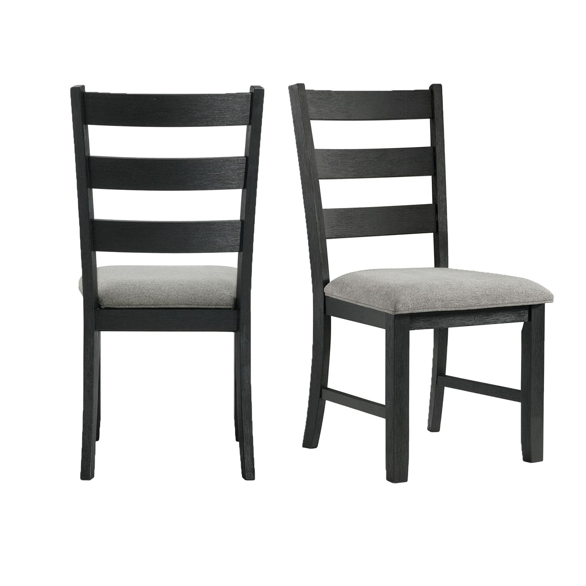 Martin - Dining Side Chair With Gray Fabric (Set of 2) - Black Finish