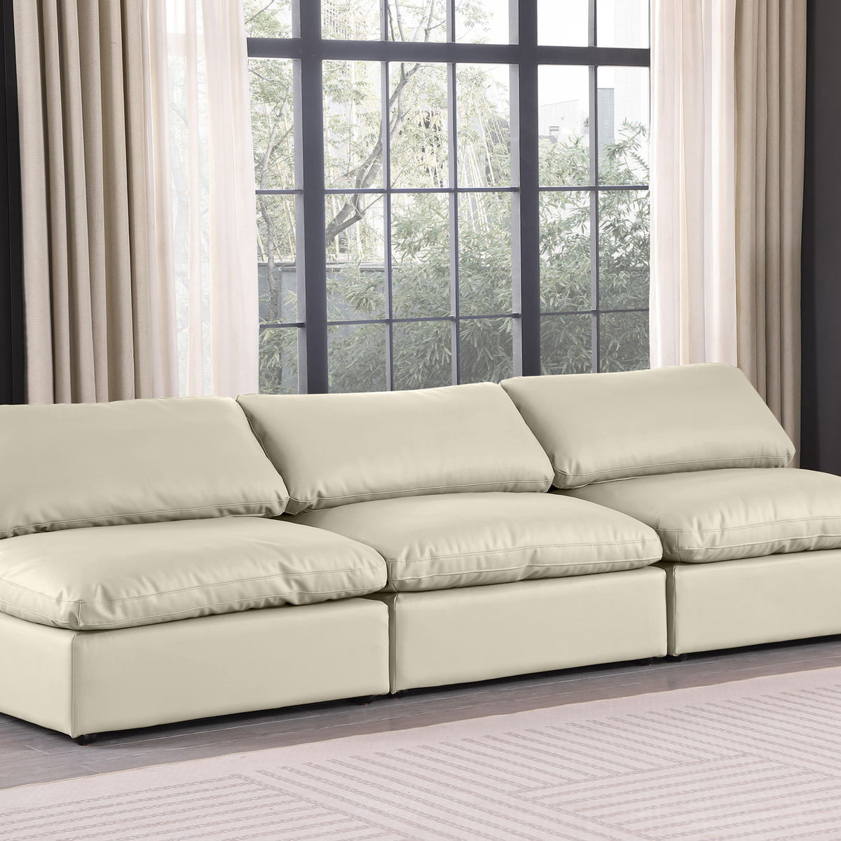 Comfy - Faux Leather Modular Armless Sofa 3 Seats