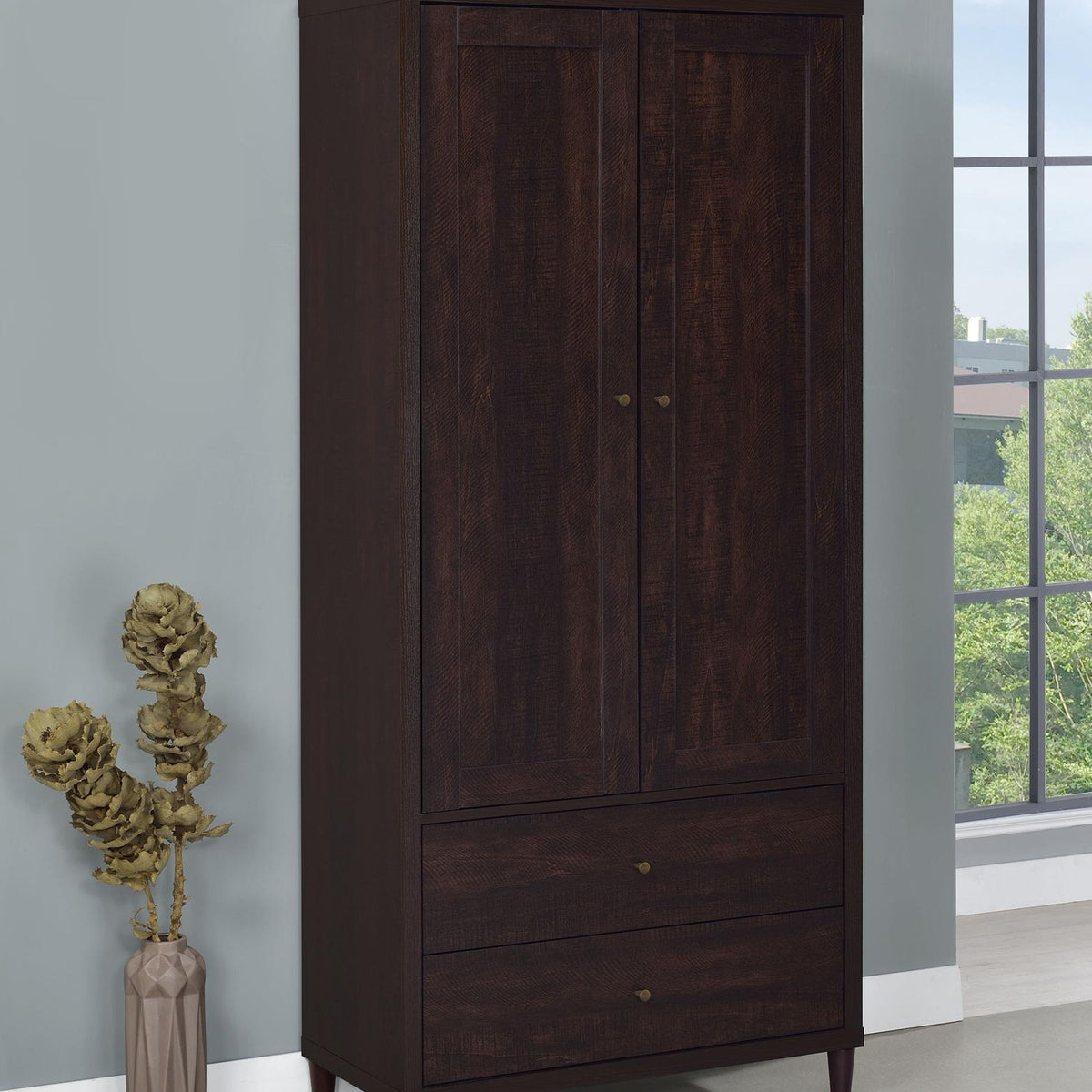 Wadeline 2-door Tall Accent Storage Cabinet Rustic Tobacco