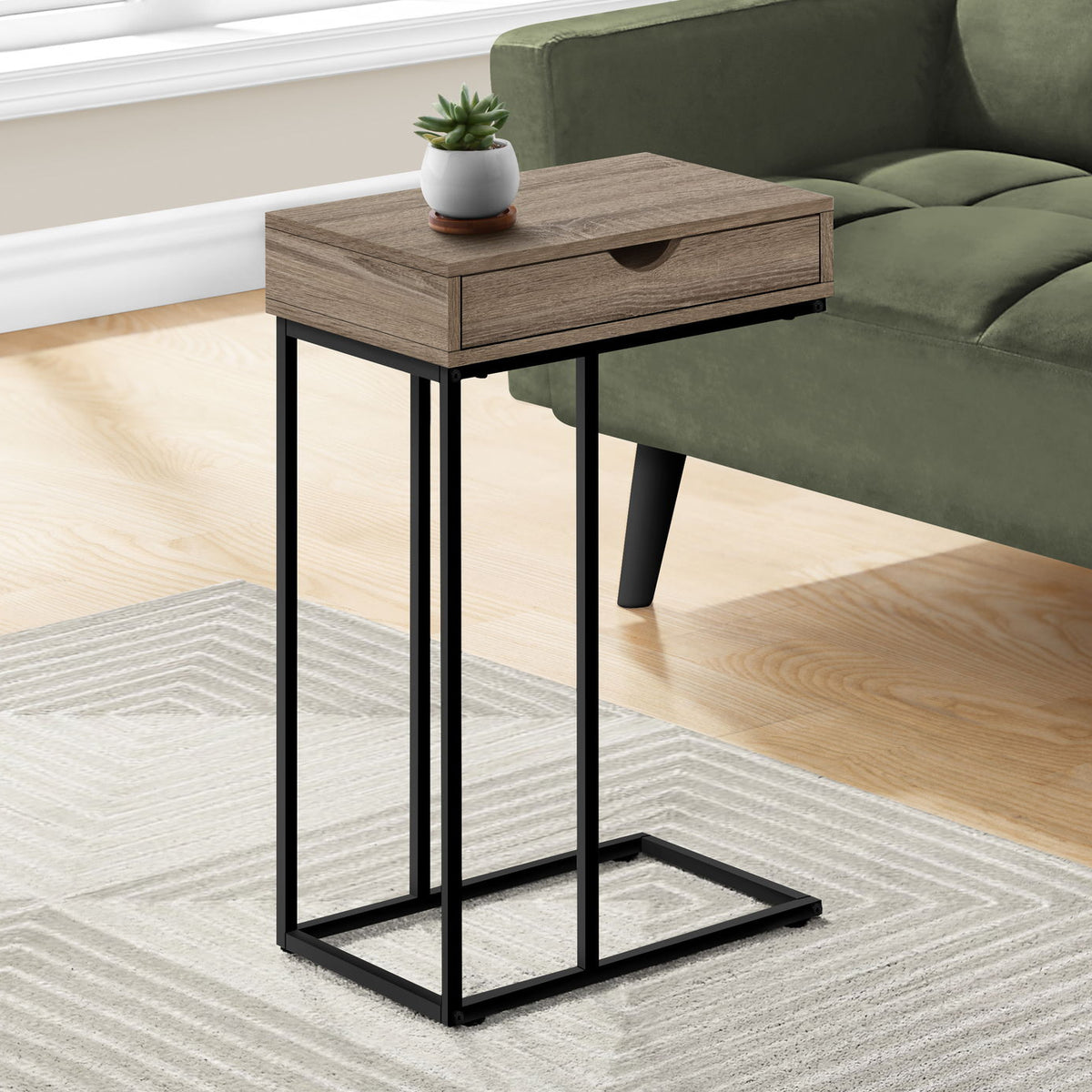 Accent Table, C - Shaped Contemporary & Modern Versatile Design