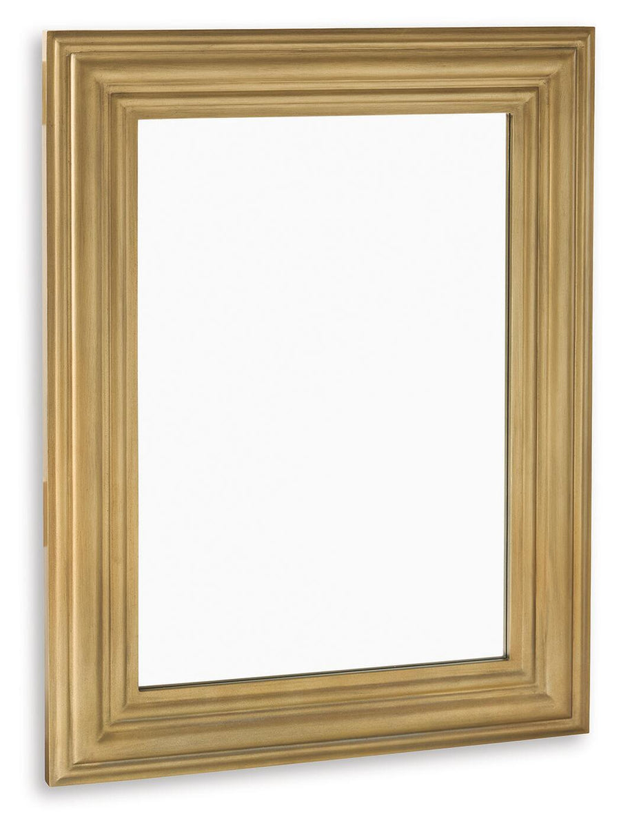 Keneriah gold accent mirror with wide beveled rectangular frame