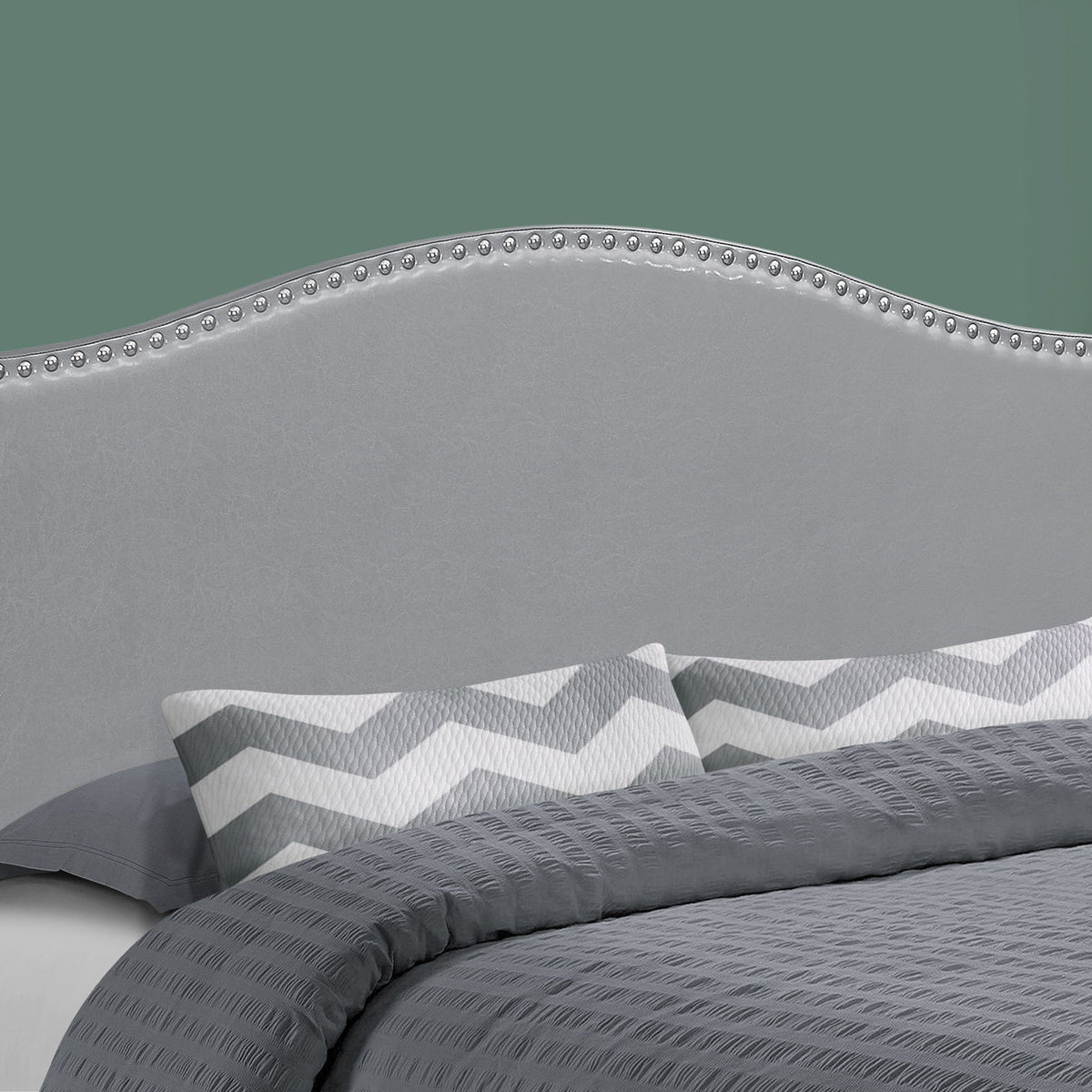 Queen Size, Bed Headboard Only, Upholstered, Transitional - Gray