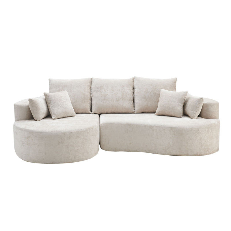 2 Piece Fabric Cloud Curved Sectional Sofa With Chaise For Living Room