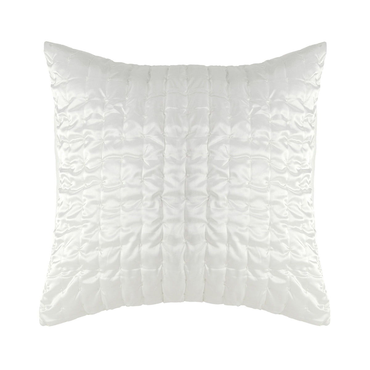 Ivory quilted decorative pillow sham with channel stitching and diamond texture