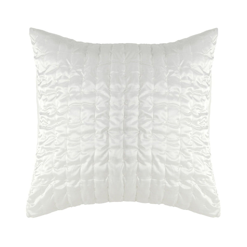 Ivory quilted decorative pillow sham with channel stitching and diamond texture